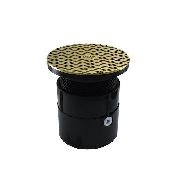 Jones Stephens 4in. ABS Over Pipe Fit Base Cleanout with 4in. Plastic Spud and 6in. Nickel Bronze Cover C60078 - main